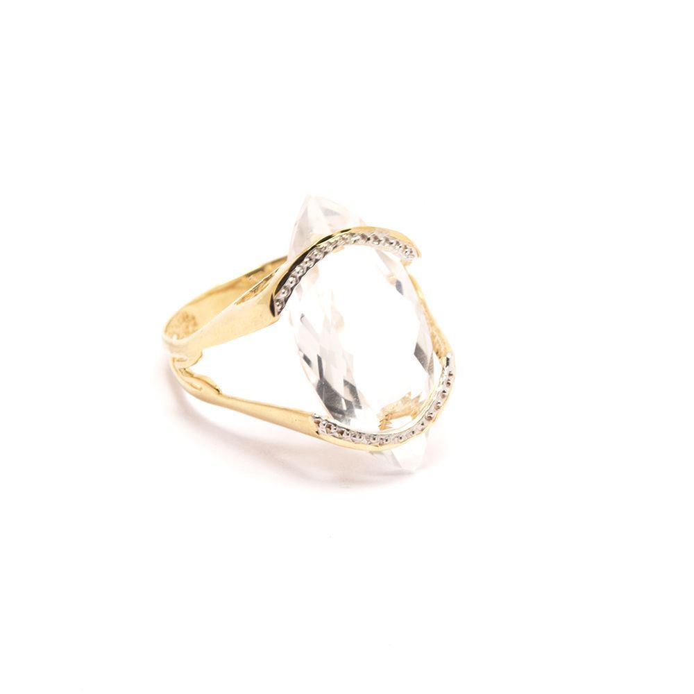 Anel Quartzo Branco em Ouro 18 Kilates - 20650